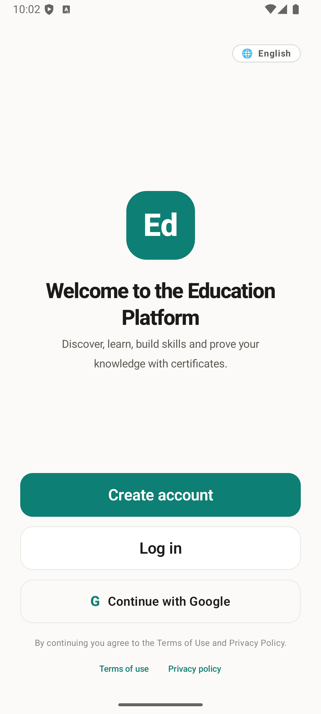 Amozgar native mobile app welcome screen